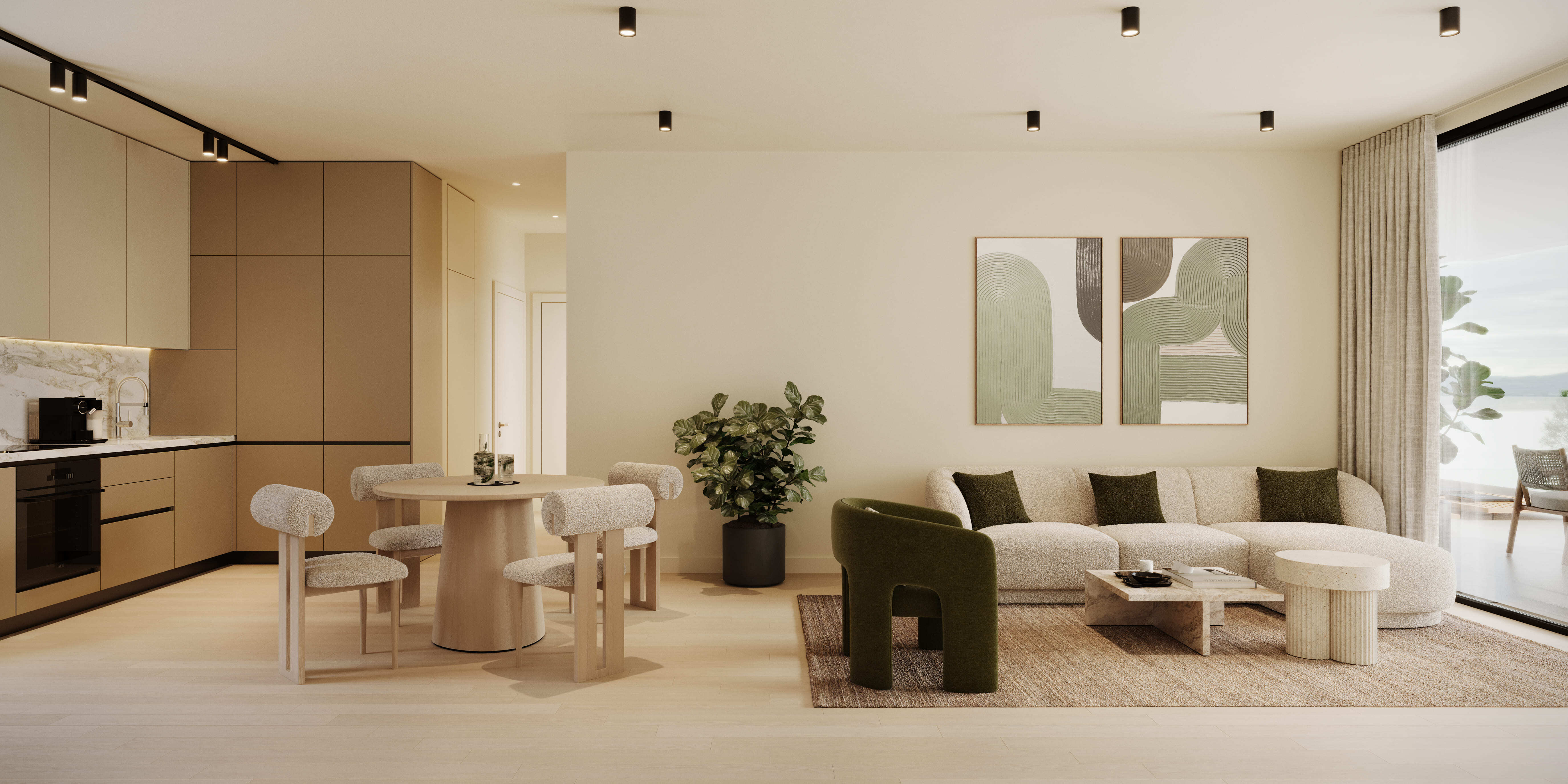 Apartment Kitchen Living Area, 2 Bedroom, Sunset+, Imperio